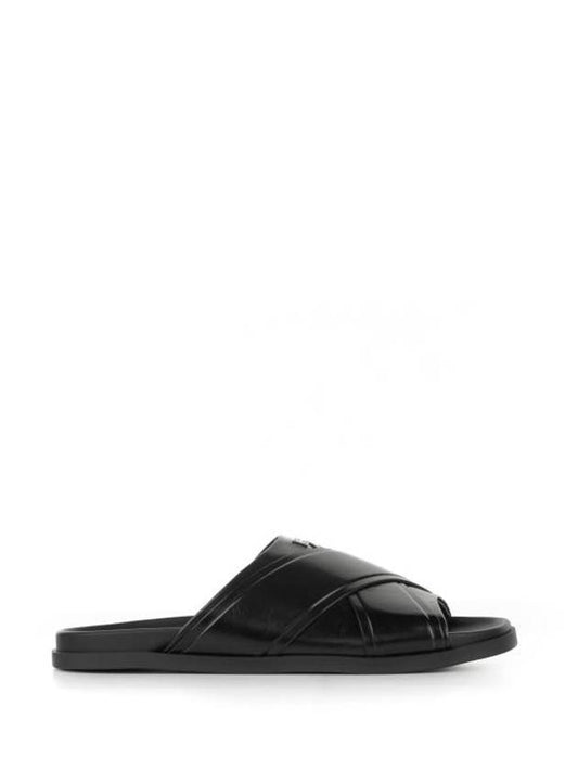 G Plage Leather Flat Sandals Slippers Black - GIVENCHY - BALAAN 1