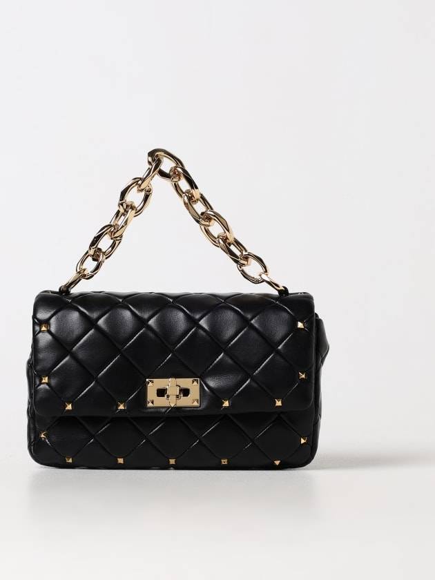 Patchwork Rockstud Spike Shoulder Bag Black - VALENTINO - BALAAN 2