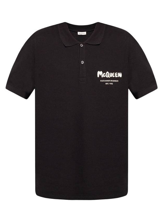 Graffiti Logo Short Sleeve Polo ShirtBlack - ALEXANDER MCQUEEN - BALAAN 1
