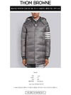 Men's 4 Bar Button Down Hooded Padding Grey - THOM BROWNE - BALAAN 3