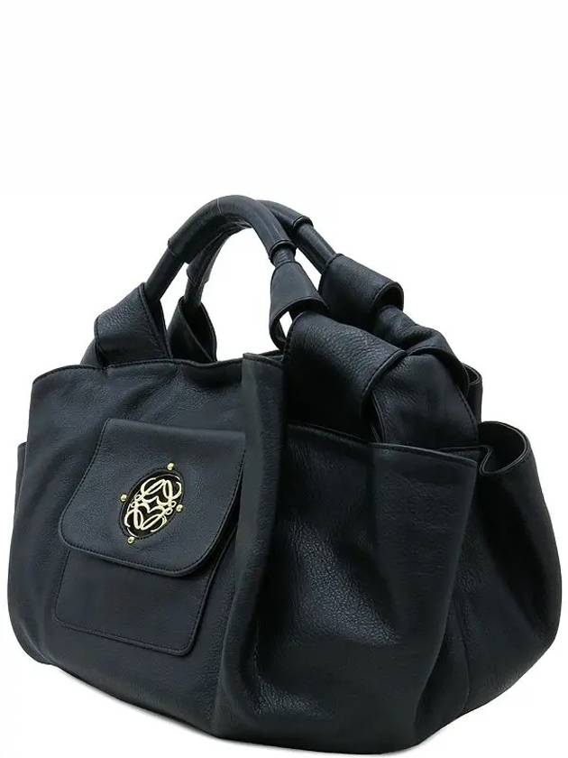 Black leather gold logo bronze new Brisa tote bag - LOEWE - BALAAN 2