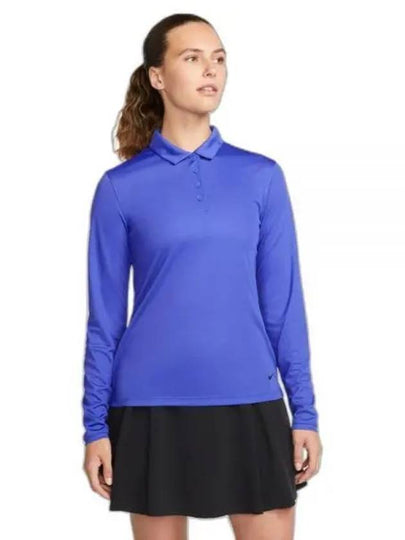 Women's Golf Dri Fit Victory Long Sleeve Polo Shirt Blue - NIKE - BALAAN 2