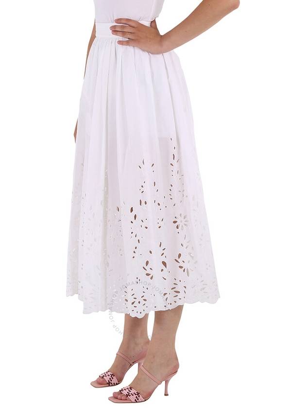 Chloe Ladies White Broderie Anglaise Flared Embroidered Midi Skirt, Brand Size 34 (US Size 2) - CHLOE - BALAAN 3