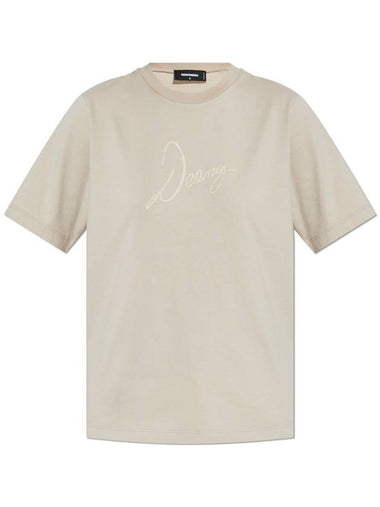 Dsquared2 T-shirt With Printed Logo, Women's, Beige - DSQUARED2 - BALAAN 1