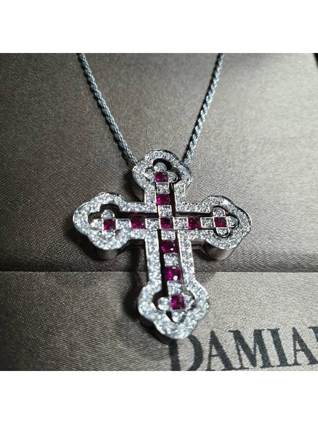 18K white gold diamond 052 carat ruby ​​076 carat crochet pendant large Belle Epoque necklace - DAMIANI - BALAAN 4