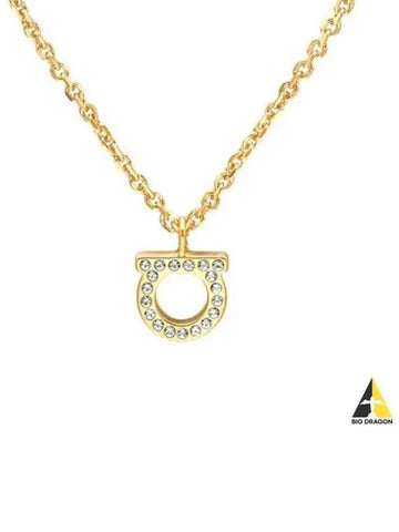 Ferragamo SALVATORE Women Gancini Crystal Necklace Gold 696654 - SALVATORE FERRAGAMO - BALAAN 1