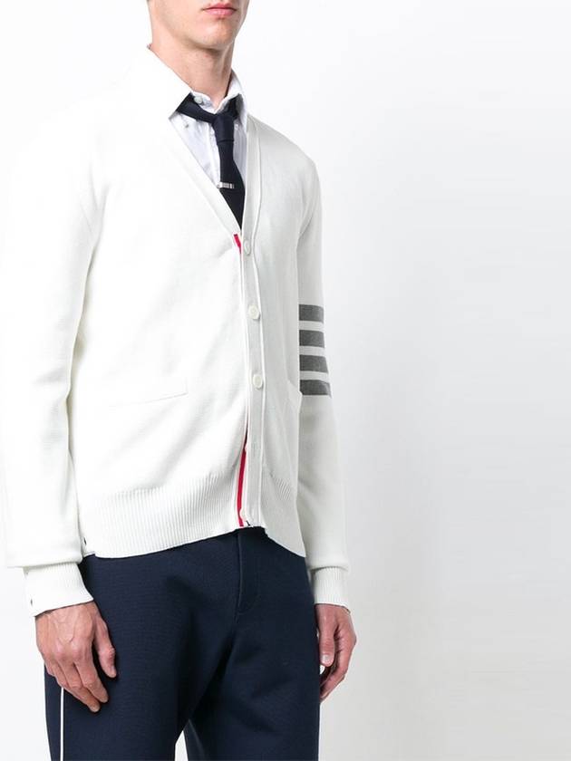 Milano Stitch 4 Bar Cardigan White - THOM BROWNE - BALAAN 4