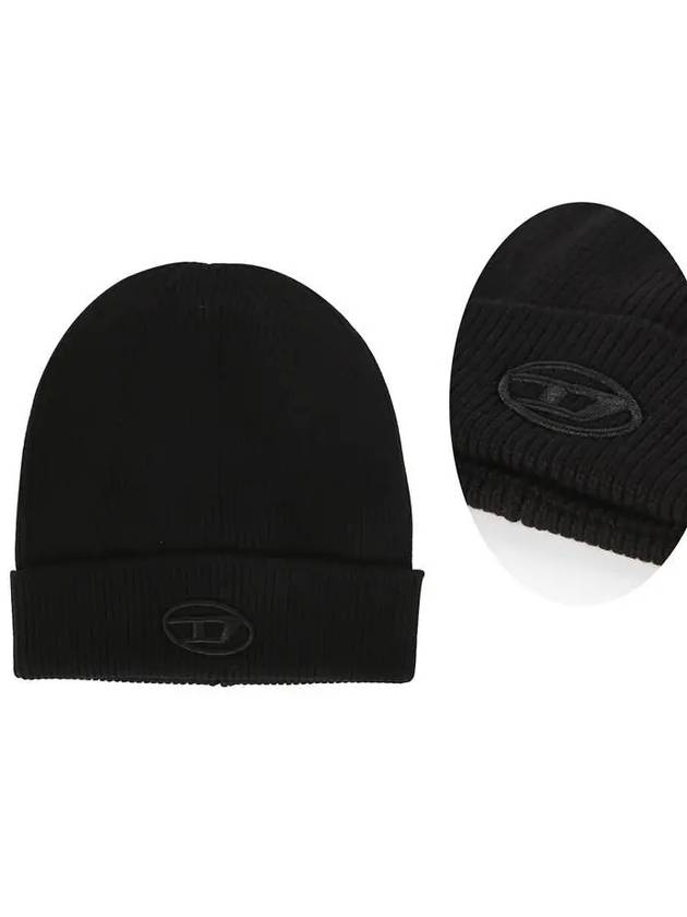 K Coder Pulley B Logo Embroidered Beanie Black - DIESEL - BALAAN 2