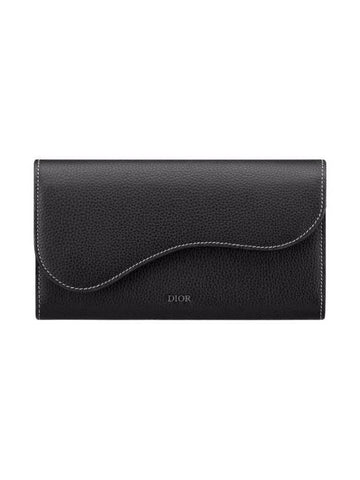 Saddle Grained Calfskin Long Wallet Black - DIOR - BALAAN 1