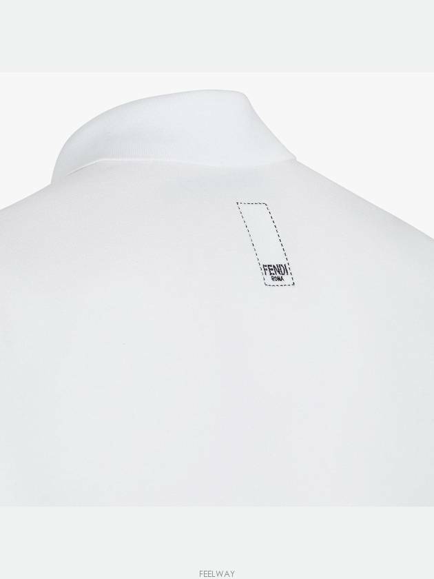 Men's Logo Patch Short Sleeve Polo Shirt White - FENDI - BALAAN 5