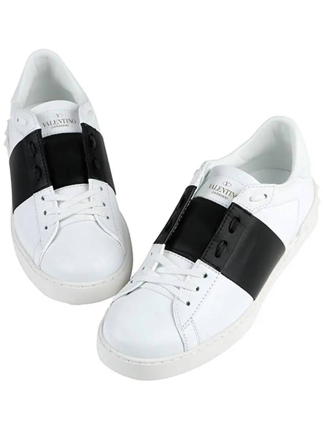 Men's Hidden Open Band Low Top Sneakers White Black - VALENTINO - BALAAN 5