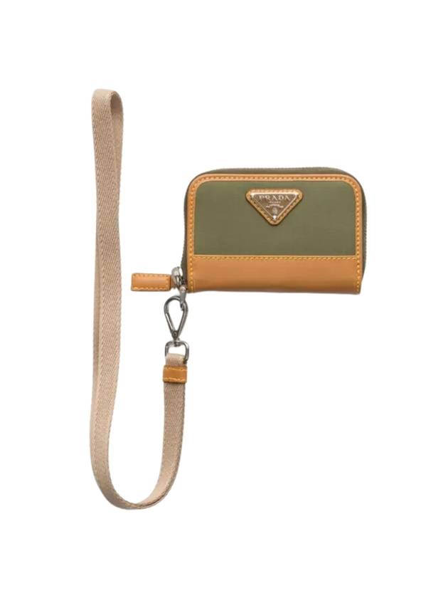 Triangle Logo Neck Strap Coin Purse Caramel Military - PRADA - BALAAN 1