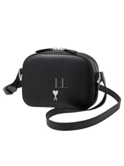 Grained Leather Camera Cross Bag Black - AMI - BALAAN 2