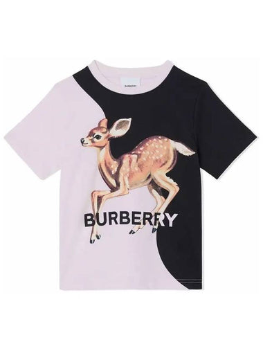 Kids Deer Motif T Shirt Pink Black 8050308 - BURBERRY - BALAAN 1