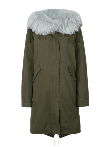 Women's Lapin Fur Parka Khaki - YVES SALOMON - BALAAN 1