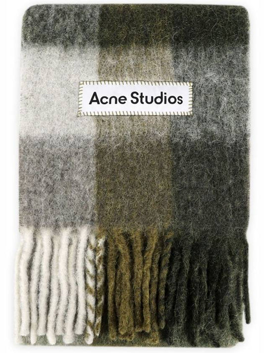 Common mohair check muffler taupe green CA0084 DID - ACNE STUDIOS - BALAAN 2