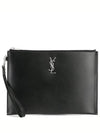 Monogram Silver Logo Clutch Bag Black - SAINT LAURENT - BALAAN 2