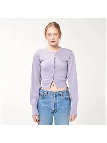 Wool Symbol Cardigan Lavender Grey - ASCENTCITY - BALAAN 1