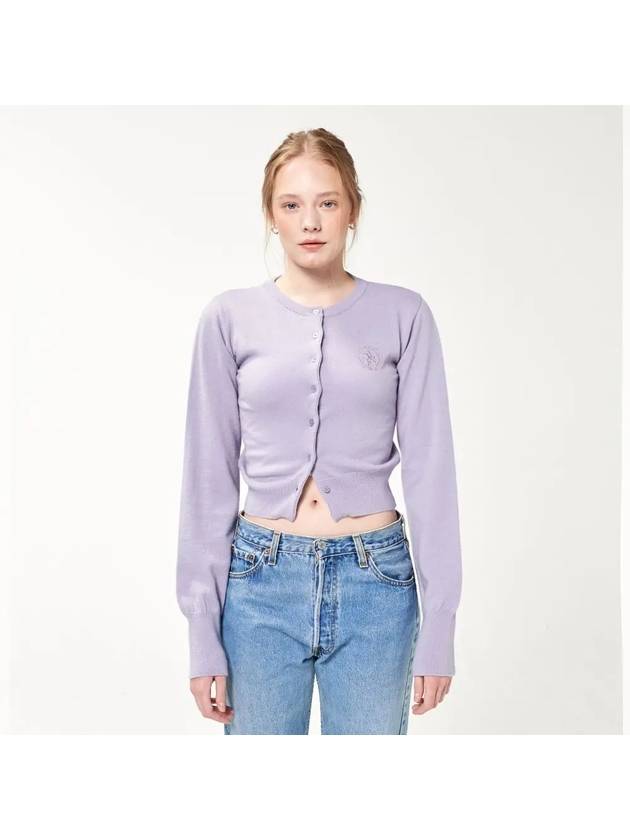 Wool Symbol Cardigan Lavender Grey - ASCENTCITY - BALAAN 2