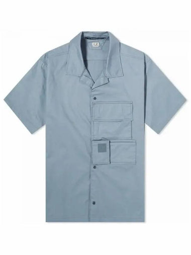 Metropolis Gabardine Short Sleeve Shirt Turbulence - CP COMPANY - BALAAN 1