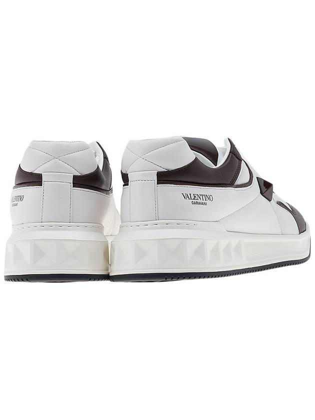 Nappa Leather One Stud Low Top Sneakers White Brown - VALENTINO - BALAAN 5