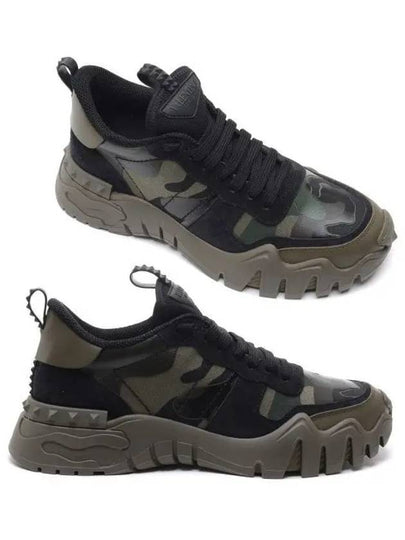 Men's Rock Runner Camo Low Top Sneakers Green - VALENTINO - BALAAN 2