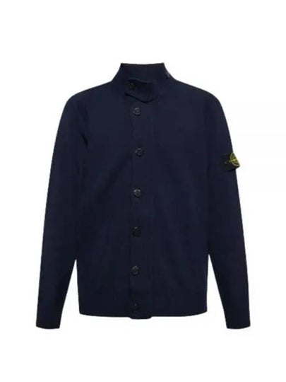 Lambswool Knit Cardigan Navy - STONE ISLAND - BALAAN 2