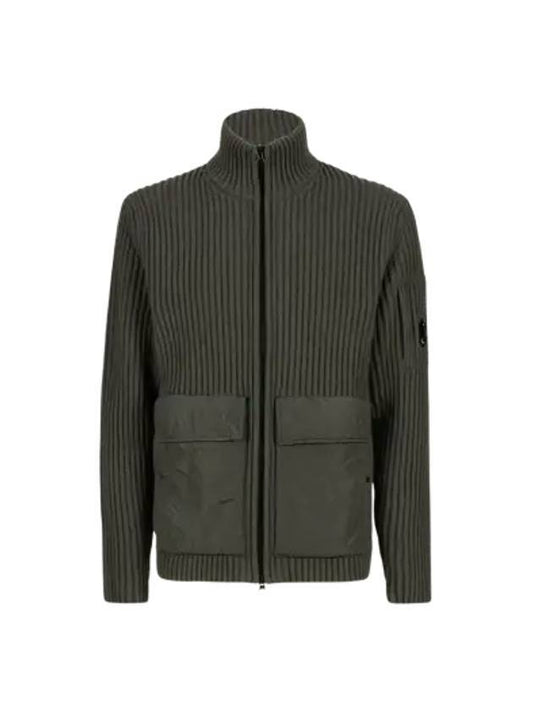 Lambswool chrome blend zip-up knit - CP COMPANY - BALAAN 1