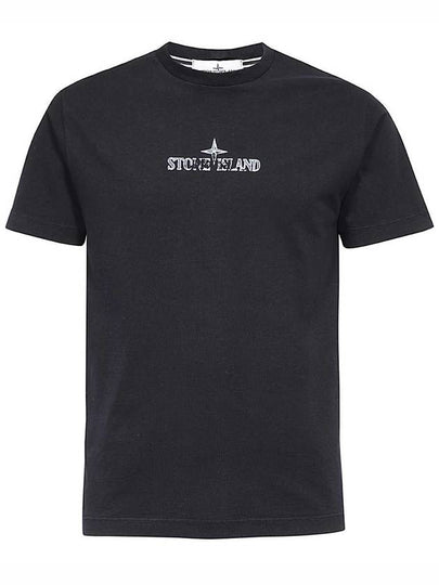 Logo Print Short Sleeve T-Shirt Black - STONE ISLAND - BALAAN 2