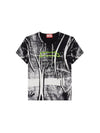 T Uncut Long N5 Short Sleeve T-Shirt Chris Effect Grey Black - DIESEL - BALAAN 1