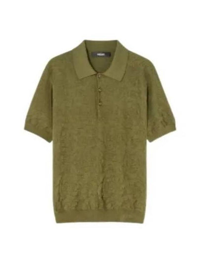 Barocco Knit Polo Shirt Green - VERSACE - BALAAN 2