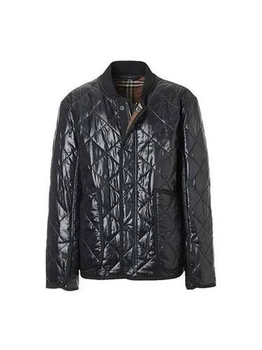 Jacket Diamond Quilted Leather Black - BURBERRY - BALAAN 1