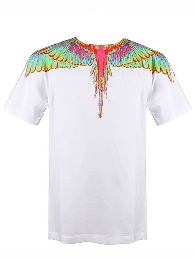 Men's Fluo Wing Print Short Sleeve T-Shirt White - MARCELO BURLON - BALAAN 1