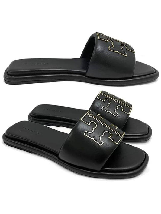 Double T Slide Slippers Black - TORY BURCH - BALAAN 2