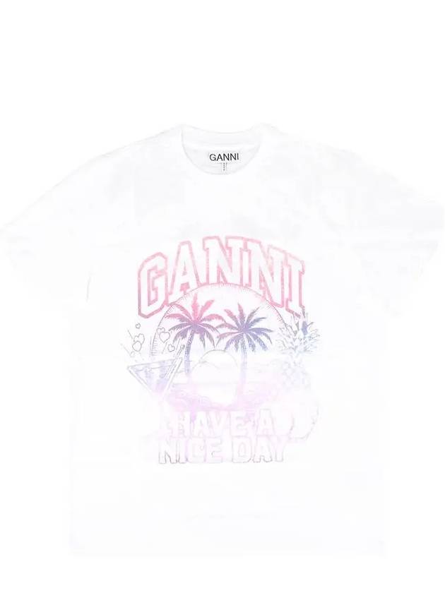 Logo Print Short Sleeve T-Shirt White - GANNI - BALAAN 3