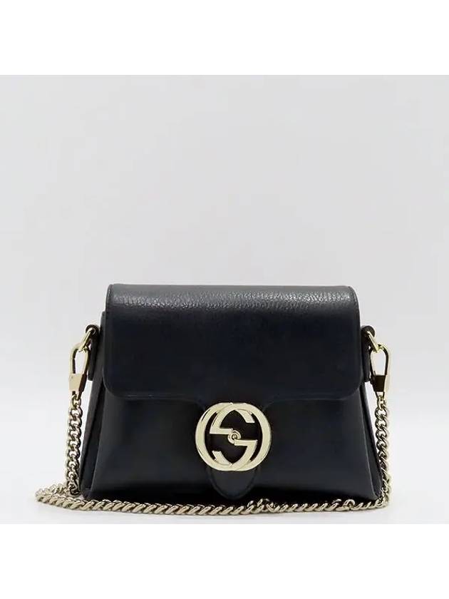 607720 Black leather gold plated interlocking small chain cross bag - GUCCI - BALAAN 2