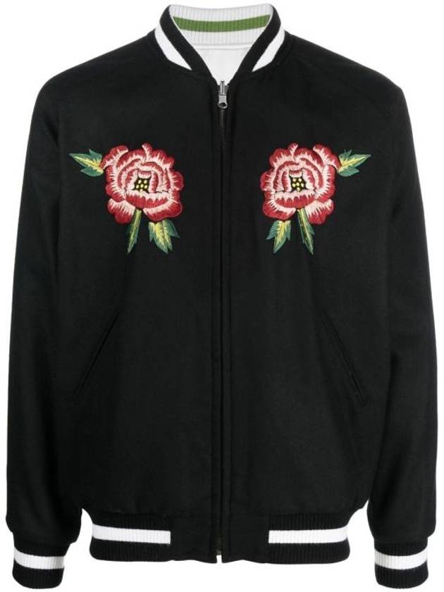 Embroidered French Reversible Bomber Jacket Black - KENZO - BALAAN 2