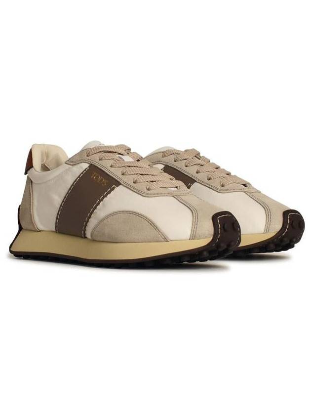 T Vintage Leather Technical Fabric Low Top Sneakers Beige - TOD'S - BALAAN 3