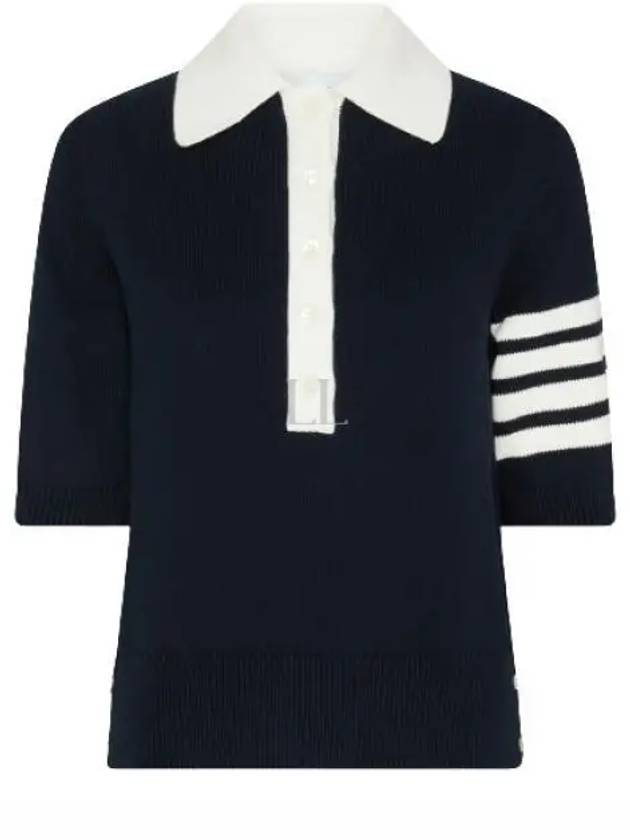 Cotton 4-Bar Hector Polo T- Shirt Navy - THOM BROWNE - BALAAN 2