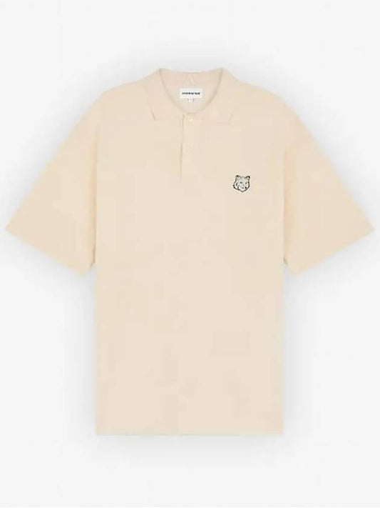 Bold Fox Head Patch Oversized Polo Shirt Beige - MAISON KITSUNE - BALAAN 2