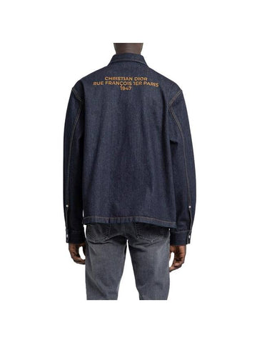 Homme Men Embroidered Logo Denim Jacket Navy - DIOR - BALAAN 1