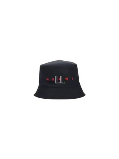 Embroidered Logo Cotton Bucket Hat Black - MARNI - BALAAN 2