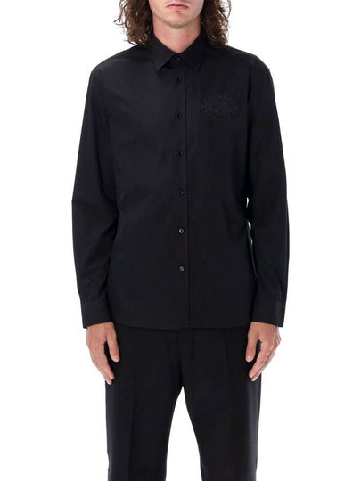 Embroidered Logo Long Sleeve Shirt Black - BURBERRY - BALAAN 2