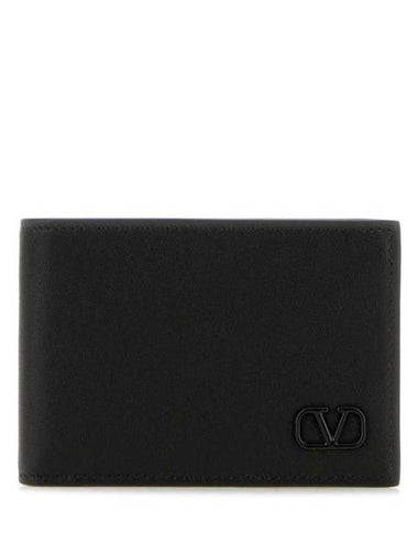 Men's Vlogo Plaque Half Wallet Black - VALENTINO - BALAAN 1