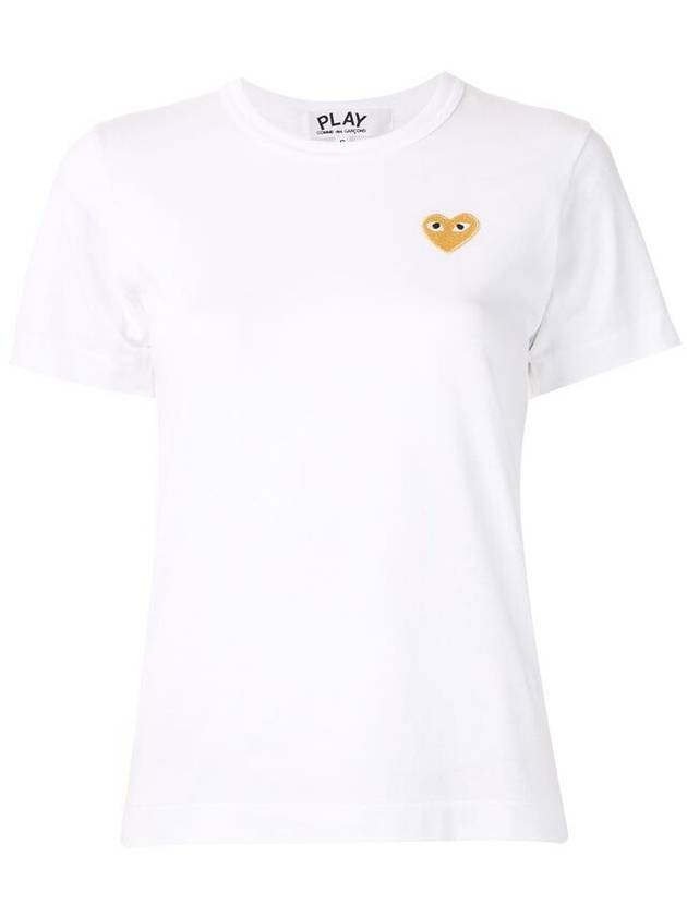 Women's Small Gold Heart Logo Short Sleeve T-Shirt P1 T215 4 White - COMME DES GARCONS PLAY - BALAAN 1