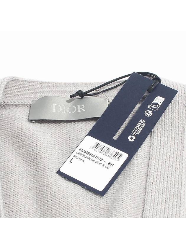 Embroidered Tag Logo Cardigan Grey - DIOR - BALAAN 7