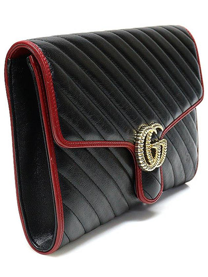 498079 Black Red Matelasse Leather GG Marmont Gold Clutch - GUCCI - BALAAN 2