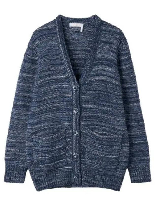 Oversized V neck cardigan cosmic blue - CHLOE - BALAAN 1