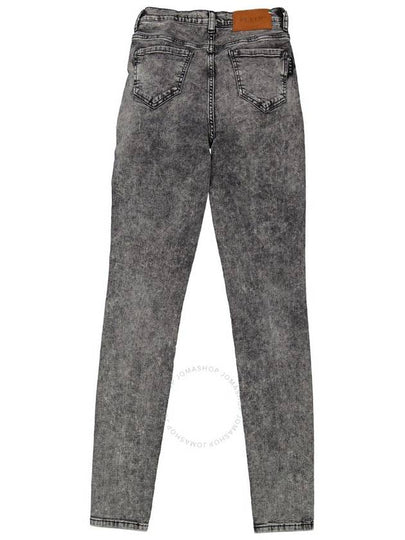 Philipp Plein Storm Grey High-Waist Cotton Jeggings, Waist Size 25