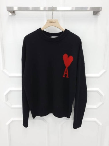 Big Heart Intarsia Knit Sweater M - AMI - BALAAN 1